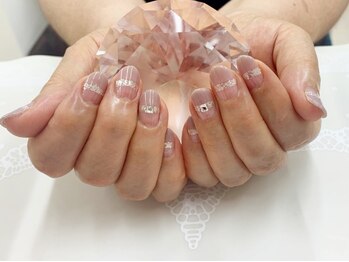 プルミエ ネイル(Premier Nail)/グレージュハーフ＆太めのライン