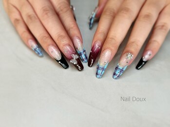 ネイル ドゥ 岡山駅前店(Nail Doux)/チェックリボンネイル