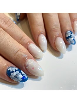手描きフラワーネイル スカルプ