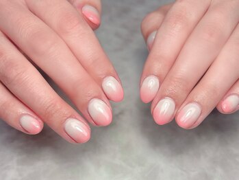 ブリスフルハピネス(Blissful happiness)/桃グラデーション風ネイル