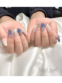 ヒールネイル(heal nail)/スカルプ bluewhite×mirrorラメ