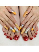 爪ゃ/推し色カラーな爪