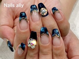 Vカット×ジュエリーネイル×秋