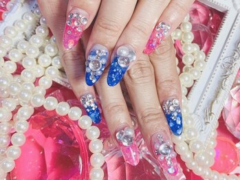 月猫/ピンクブルーキラキラスカルプ