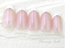 ラグジュアリーネイルズ カワグチ(Luxury Nails Kawaguchi)/オーロラミラー*フレンチ