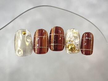 クレモアネイル 浦和店(CLEMORE NAIL)/アンバーチェックネイル