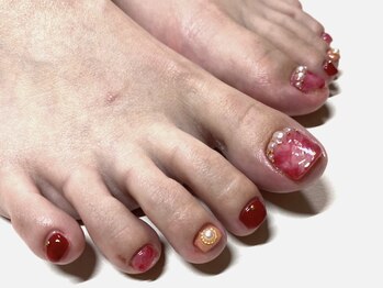 ネイルアンドアイラッシュ シヴァ(Siva)/レッドマーブルネイル