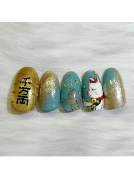 キュント(Qun’t)/踊る招き猫のネイル