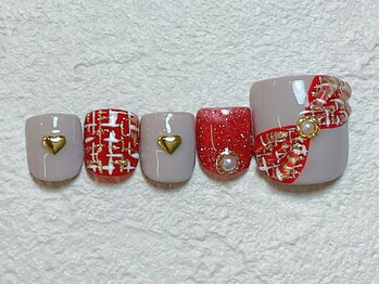 ネイルビート(NAIL BEAT)/リボンネイル　フット　ツイード