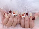 赤フレンチネイル