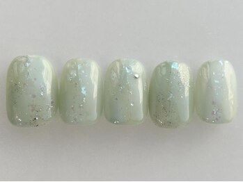 アイネイルズ 池袋店(I-nails)/キラキラくすみグリーン