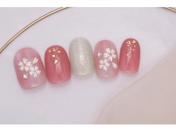 6000円 桜ネイル タイダイ