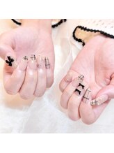 アイラッシュサロンアールツー(eyelash salon R2)/チェックネイル　リボン　韓国
