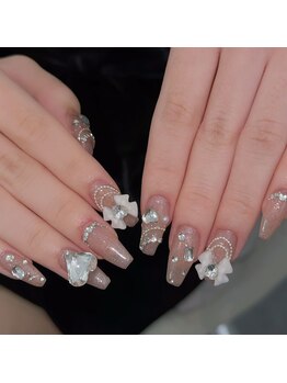 クイーンズビューティーサロン 新宿本店(Queen's beauty salon)/チップ長さ出し+アート&つけ放題