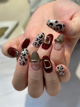 ヒョウ柄×リングネイル
