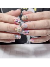 プリュネ(Prune)/油絵風/絵画/チェック/ブルー