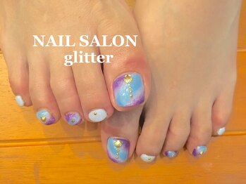 ネイルサロン グリッター(NAIL SALON glitter)/ななめグラデーションフット