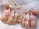 推しネイル イニシャル オレンジ