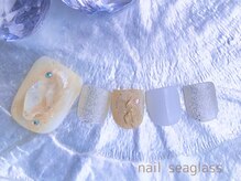 ネイル シーグラス(nail seaglass)/クリアストーンのフットネイル