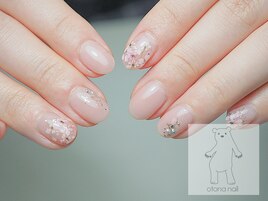 手書き&押し花mixネイル