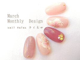 ピンクの愛されフラワーネイル♪