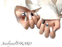 ジュエリーネイル タカコ(Jewelry nail TAKAKO)/モノトーンリボンネイル