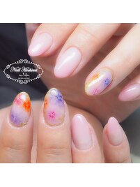 水彩フラワーネイル