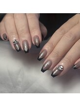 ネイルアトリエビー(nail atelier be’)/大人オールブラックフレンチ