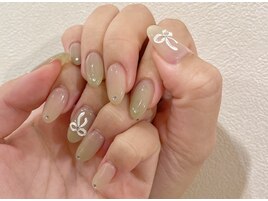ぷっくりリボンネイル☆*:.。