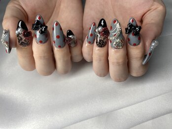 グレー×黒レース