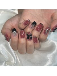 ブラック×レッドネイル