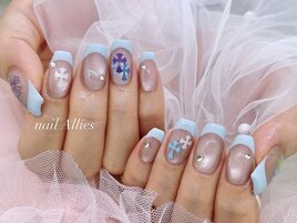 水色フレンチ クロムネイル