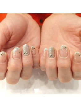 ハーティーネイル hearty nail 溝の口店/ラメグラネイル/定額/キラキラ