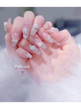 デリーネイル(Dely_nail)/純白の華やかフラワーネイル