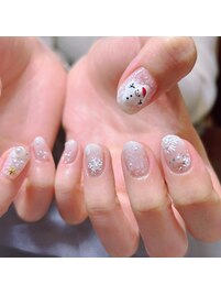 冬　雪だるまネイル