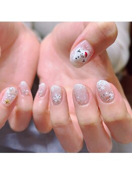 ネイルサロン リン(Lin)/冬 雪だるまネイル
