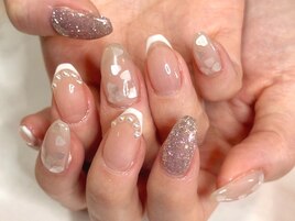 ハートネイル+フラッシュネイル