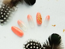 フェザーズ ネイル(feathers nail)/グラデーションフラワーネイル♪