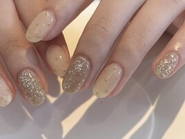 【Yuki.f】ベージュスタッズラメ