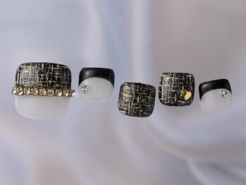 ジェミーネイル シンジュク(Jemiy nail shinjuku)/黒ツイードフレンチ¥9480
