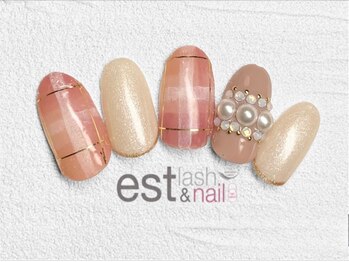 エストラッシュアンドネイル 銀座店(est lash&nail)/チェックパールネイル　韓国