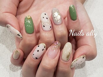 ネイルズアリー 立川店(Nails ally)/うずらネイル×ジュエリーネイル