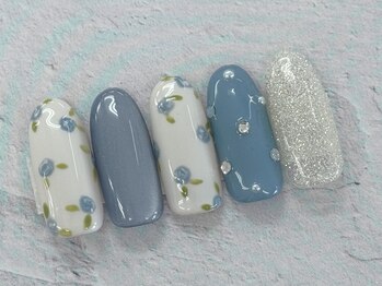 ディーネイル 池袋(D-nail)/【森】手描きバラネイル