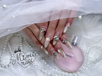 ミミネイル(Mimi nail)/ピンクマグ×白グラデ