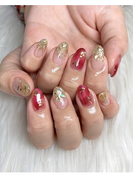 【Hand】赤べっ甲ネイル