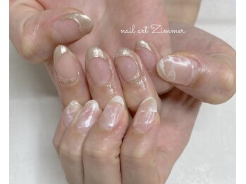 ネイルアート ジマー/クリアニュアンスコースちぐはぐ