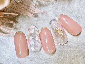 エンジェルガーデンネイル 池袋店(Angelgarden nail)/春新作♪書きフラワーネイル|桜