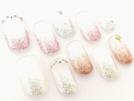 ラメグラデーション+ストーン