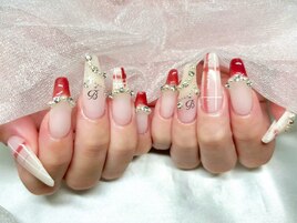 チェックネイル　冬ネイル