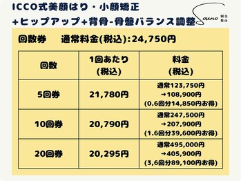 ソウノ 御茶ノ水(Souno)/回数券料金表